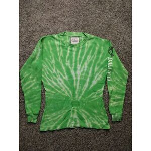 J. America Women's DALLY‎ O Steer Skull Graphic Green Tie Dye Long Sleeve XXL